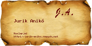 Jurik Anikó névjegykártya